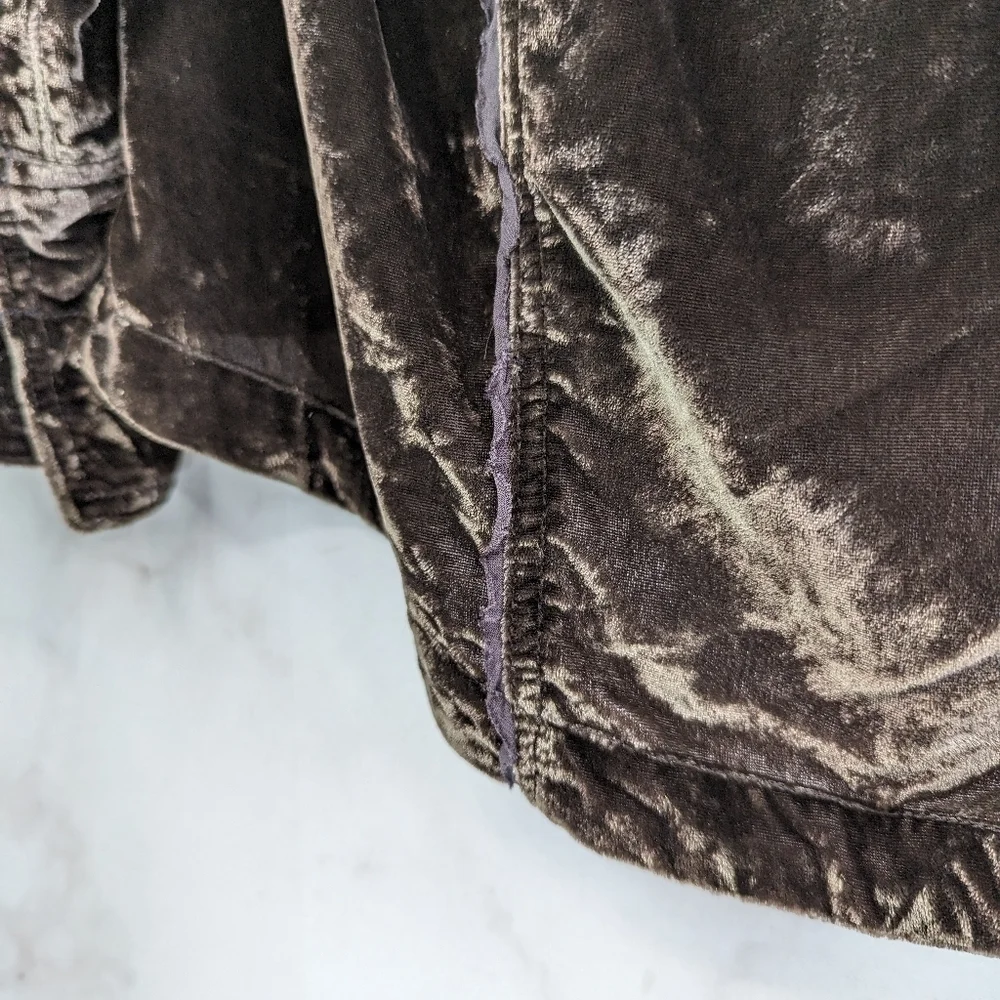 Free People Top Womens XS Brown Crushed Velvet Button Up We The Free Marianne
